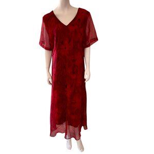 Plus Size Fairycore Floral Flowy Maxi Dress With Sheer Sleeves